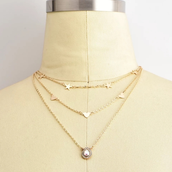 2/$25🍒 BLAIRE Layered Crystal Gem Necklace - Picture 3 of 3